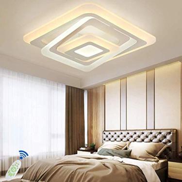 Imagem de Luminária de teto LED para sala de estar, luminária regulável com controle remoto, abajur moderno de metal acrílico, iluminação de teto para sala de jantar, quarto infantil, escritório, cozi