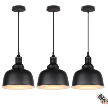 Imagem de Luminária pendente moderna minimalista operada por bateria com controle remoto, luminária pendente sem fio ajustável para ilha de cozinha, mesa de jantar, sala de estar, luminária suspensa d