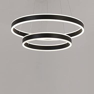 Imagem de Lustres para sala de estar Luminária de teto de lustre de LED com controle remoto, lustre de escurecimento Iluminação moderna, luzes para sala/60 cm (40+60 cm)