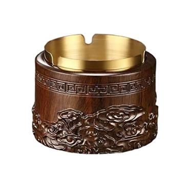 Imagem de Cinzeiro de ervas daninhas cinzeiro criativo de madeira em relevo para casa, cinzeiro de aço inoxidável, decoração removível para casa e sala de estar cinzeiros para cigarros (tamanho: C)