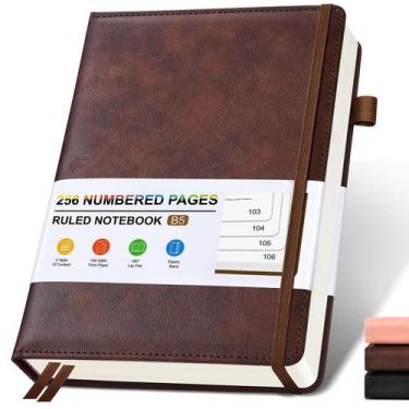 Imagem de Caderno de diário em couro UEBZFOCS B5 256 páginas marrom