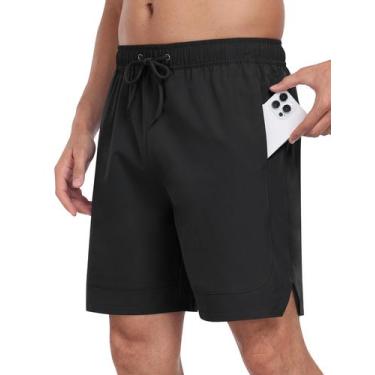 Imagem de Calções de banho masculinos MoFiz com forro de compressão preto