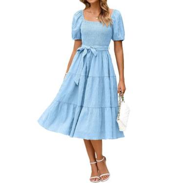 Imagem de Vestido BerryGo Summer 2025 casual com blusa midi azul claro L