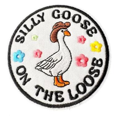 Imagem de Engraçado ganso no patch solto - Meme colorido bordado de gancho e laço fofo remendo de moral animal para mochilas, arreios de cães, coletes de exército, chapéus, capacetes, bolsas de ginástica