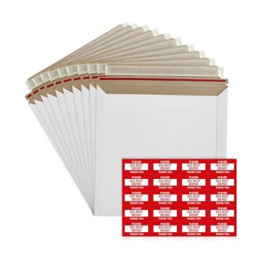 Imagem de Pacote com 10 envelopes rígidos de 15 x 15 cm – 420 g/m2 autoselados envelopes de papelão para CDs, DVDs, fotos, documentos – tiras de rasgo, etiquetas não dobre – envelopes quadrados para cartões e
