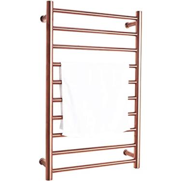 Imagem de Toalheiro cromado aquecido, radiador elétrico, reto, toalheiro montado na parede, aquecedor de toalhas de aço inoxidável (fio de ouro rosa)