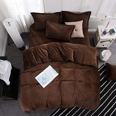 Imagem de Jogo de lençol de flanela de veludo, flanela grossa, dois lados, cor sólida, jogo de cama com capa quente de inverno - Ydl23_Twin Size 3 peças (Ydl15 King size 4 peças)