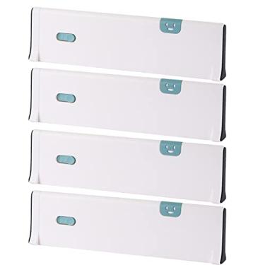 Imagem de Organizadores de gaveta de cômoda ajustáveis, pacote com 4, organizadores de gaveta expansíveis, separadores de organização de gaveta ajustáveis para cozinha, gaveta de quarto (verde 28 x 10 cm)