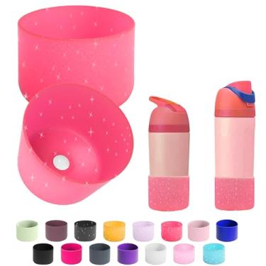 Imagem de 2 peças de bota de silicone para garrafa de água Owala 14/453.6 g 680.4 g 947.2 g 1,134.0 g, capa protetora antiderrapante para garrafas de água FreeSip, Twist e Flip (Glitter Rose, 16/396.9 g)