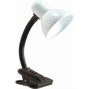 Imagem de Luminaria Com Garra De Mesa Articulavel Escritorio Presilha Sala Trabalho Abajur Branco