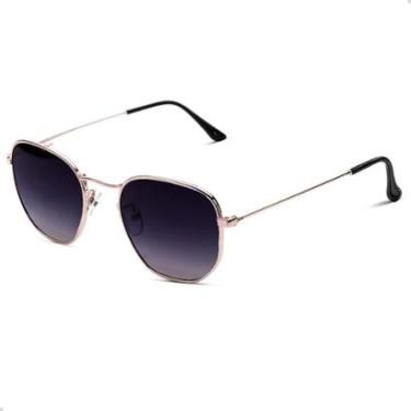 Imagem de Oculos de Sol Hexagonal Masculino Feminino Clássico Moda Retro Proteção UVA-Unissex