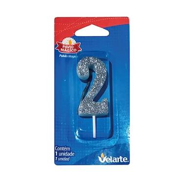 Imagem de Vela De Aniversário Numero C/Gliter Prateado 2