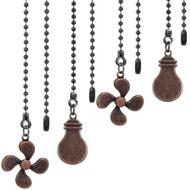 Imagem de Otoolling Pacote com 4 extensores de corrente para ventilador de teto, 29 cm, extensores de corrente para lâmpada de teto, extensor de cabo de lâmpada decorativa para sala de estar e quarto (bronze