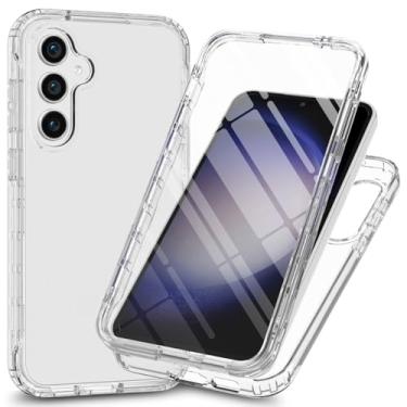 Imagem de Capa transparente de proteção total de 360° com protetor de tela integrado para Samsung Galaxy A16 5G, capa fina de TPU e PC, bordas elevadas, aderência antiderrapante, design de camada dupla à prova