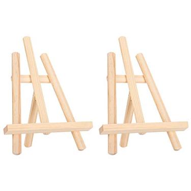 Imagem de Acouto 2 Peças Suporte de Exibição de Cavalete de Madeira para Esboços, Pinturas e Suporte de Telefone-decoração Elegante e Portátil