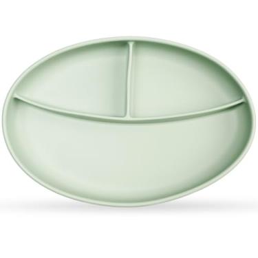Imagem de RoyalTots Pratos de silicone para bebês a partir de 6 meses | Prato infantil não tóxico sem BPA com divisórias | Pratos de desmame para bebês de 1 a 3 anos | Prato de comida de bebê durável