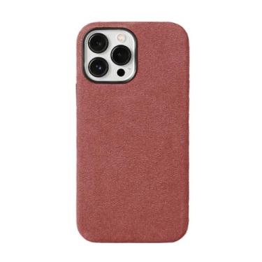 Imagem de Capa de couro de carro de camurça macia para iPhone 13 14 Pro Max 14Pro 13Pro 13 Mini 14 Plus Capa traseira magnética, rosa, para iPhone 13