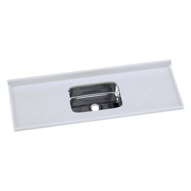 Imagem de Pia De Cozinha Mármore Sintético 150x55cm Com Cuba Aço Inox Multimóveis CR20474 Off White