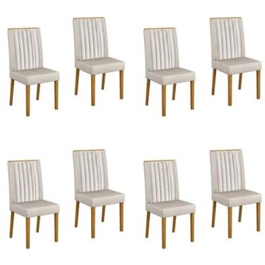 Imagem de Kit 8 Cadeiras para Sala de Jantar Pés em Madeira Maciça Mari - Valdem