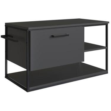 Imagem de Gabinete Suspenso Para Cuba Banheiro 1 Pt Basc P1007 Preto Grafite Pp 