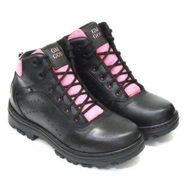 Imagem de Bota Coturno Feminino GM GOD com C.A bico PVC REF:01 Rosa, Preto, 38