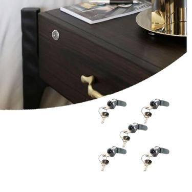 Imagem de Trava de came deslocada para armário de gaveta, comprimento do cilindro de 2 cm, 5 peças