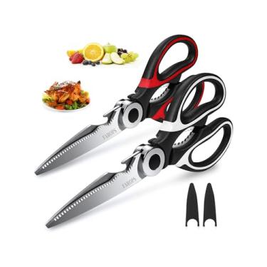 Imagem de Pacote com 2 tesouras de cozinha para uso geral, tesouras de carne de rapina de cozinha resistentes, utensílios de cozinha de aço inoxidável, ferramentas utilitárias seguras para lava-louças, presente