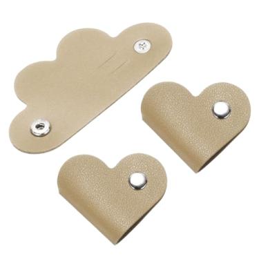 Imagem de Generic Abraçadeiras de couro cáqui, pacote com 3, em forma de coração, material PU, estilo cadeado, 9,94 x 1,97 polegadas, 0,07 polegadas de espessura