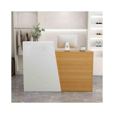 Imagem de Mesa De Escritório Comercial De Varejo Balcão De Recepção Estação De Trabalho De Balcão De Computador Mesa De Recepcionista Mesa De Recepção Com Gav, Wood, LEFT_100CM/39.4IN