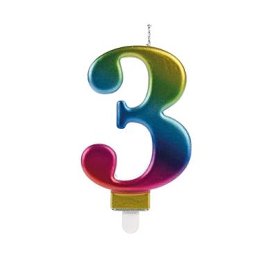 Imagem de Vela de Aniversário Wave Colorida Número 3-01 unidade