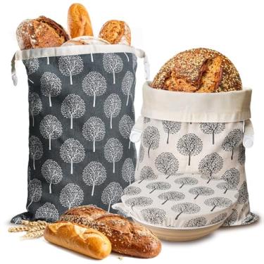 Imagem de Lyvhoris Pacote com 2 sacos de pão reutilizáveis de cera de abelha, saco de pão de cera de abelha orgânica para cobertura de tigela caseira e algodão, sacos de armazenamento de fermento para frescor