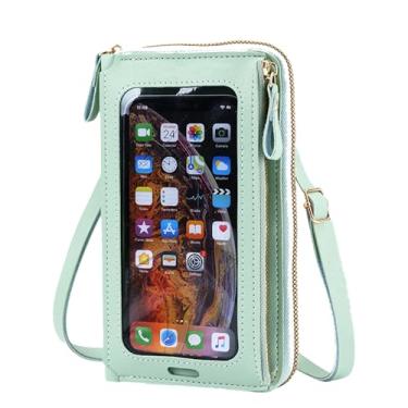 Imagem de Bolsa tiracolo feminina com tela sensível ao toque, carteira de viagem, bolsa de telefone com alça transversal verde