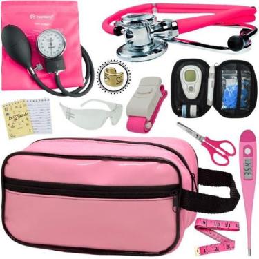 Imagem de Kit Enfermagem Aparelho de Pressão Estetoscópio Medidor Glicose Incote