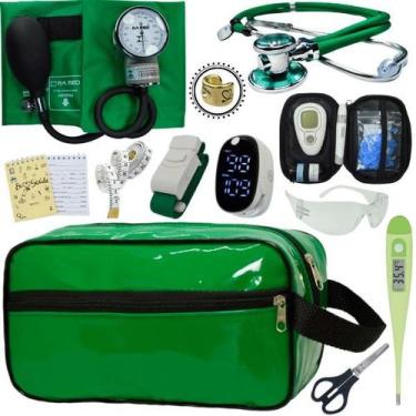 Imagem de Kit Enfermagem Aparelho de Pressão Estetoscópio Medidor Glicose Comple