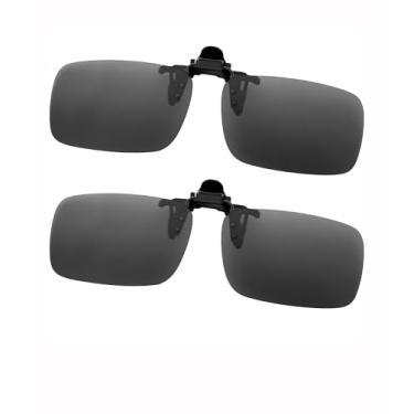 Imagem de Pacote com 2 óculos de sol clip-on feminino masculino polarizado, leve, moderno, sem aro, lentes flip-up para óculos SY6019, A01-preto + preto