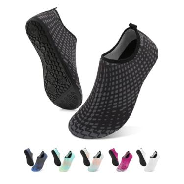 Imagem de Sapatos aquáticos, meias aquáticas, de secagem rápida, sola antiderrapante, Xadrez preto, 5.5-6.5 Women/4.5-5.5 Men