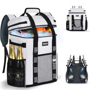 Imagem de INSMEER Bolsa Térmica Grande 60 Latas À Prova de Vazamentos, Mantém Frio por 12h e Quente por 8h, Mochila Térmica com Múltiplos Bolsos, Ideal para Praia, Camping, Piquenique e Viagens