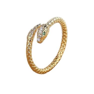 Imagem de Moda punk estilo popular dourado cor cobra anel aberto versátil criativo requintado anel ajustável dia das mães aniversário dia dos namorados noivado casamento joias presentes para mulheres