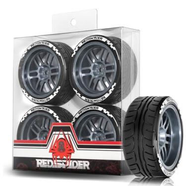 Imagem de 1/10 On Road Tires and Aluminum Wheels 12mm Hex RC Rally Racing Tyres OD 2.56" for Tamiya TT01 TT02 XV01 TA06 A959 PTG2 HPI KYOSHO PTG2 Traxxas 1:10 Street Touring Drift Car (Titanium)