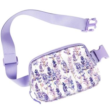 Imagem de Simikol Bolsa de cinto, bolsas transversais fofas para mulheres, leves, modernas, à prova d'água, corrida, treino, caminhadas, viagens, pochetes, lavanda