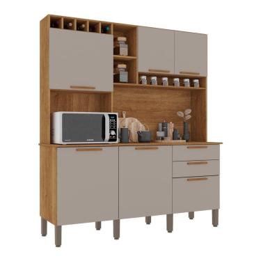 Imagem de Armário De Cozinha 6 Portas 2 Gavetas New Topázio Salleto Cinamomo/off White