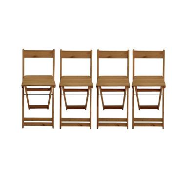 Imagem de Conjunto Com 4 Banquetas Dobráveis Em Eucalipto Mel