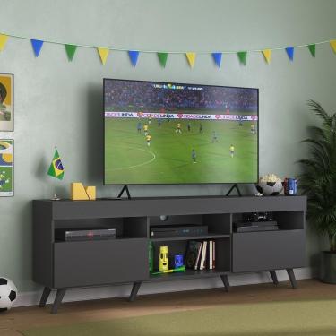 Imagem de Rack Tv 65" Retrô e 2 Portas Espanha Mp3327 Preto