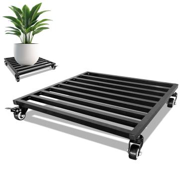 Imagem de Fsehyue Suporte de plantas de 45,7 x 45,72 cm com rodas Carrinho resistente com trava atualizado adequado para vasos de plantas grandes internos e externos suportes e bases de guarda-sol ou suporte de