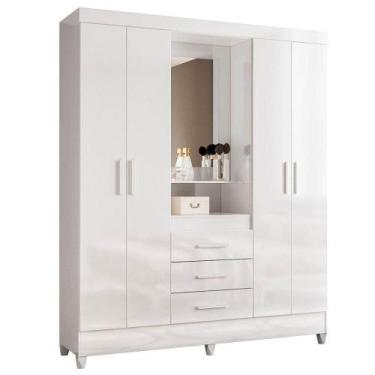 Imagem de Guarda Roupa Casal Capela 4p 165 Cm Capri Branco Flex Moval Branco Fle