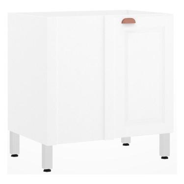 Imagem de Balcão De Cozinha S/ Tampo Canto Reto 80cm 1 Porta Branco