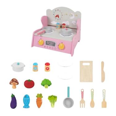 Imagem de MotiveTech Conjunto de Brinquedos de Madeira para Brincar de Faz de Conta, Ideal para Festas Pré-escolares, Lembrancinhas de Jardim de Infância E para Desenvolve, Conjunto Rosa B