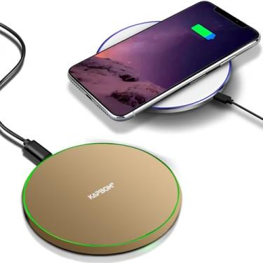 Imagem de Carregador Rápido sem fio 15W compatí vel com iPhone 16 15 14 13 12 11 Pro Max/Mini/Plus/XR/X/8, Max Fast Wireless Pad Mat para Samsung Galaxy S23/S22/S21/S20/S10 Amarelo