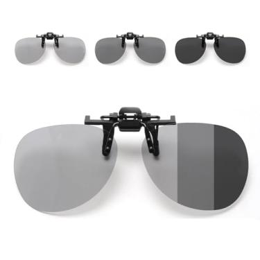 Imagem de VANANA Óculos de sol fotocromáticos de encaixe - Flip-Up polarizado para pesca e dirigir proteção UV400, Cinza fotocrômico, 63 x 50mm