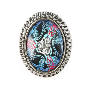 Imagem de Anel de corvo - arte celta irlandesa, pulseira ajustável de prata ou bronze antigo, bijuteria oval artesanal - 324, Adjustable, Metal, Sem pedra preciosa